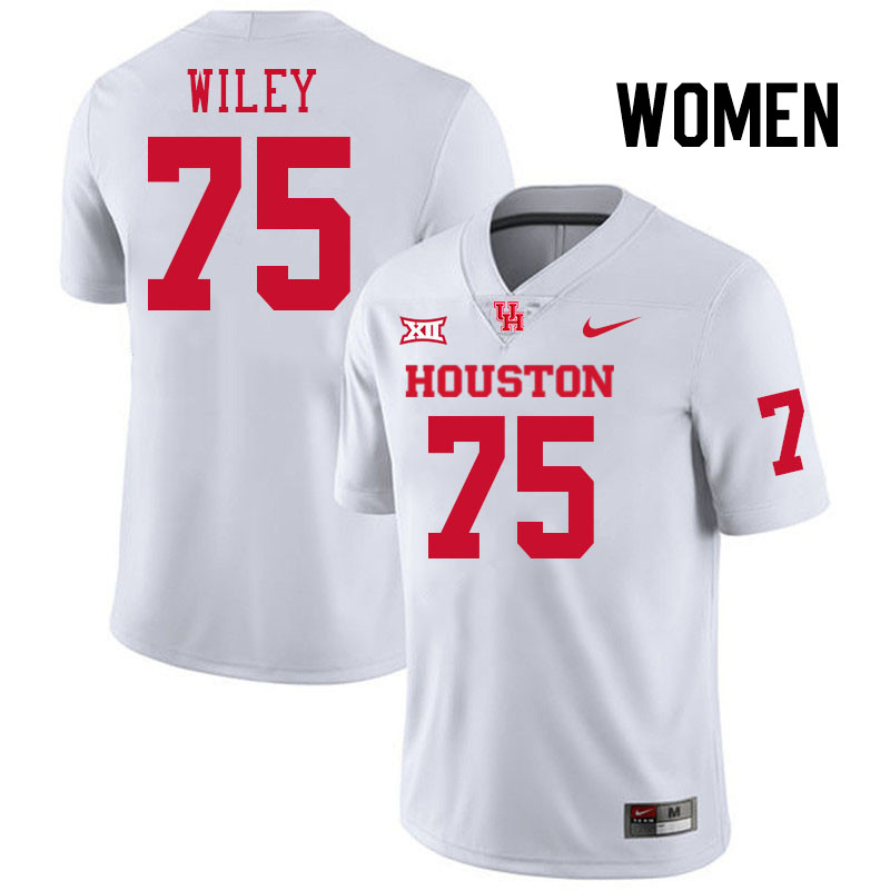 Women #75 Jake Wiley Houston Cougars College Football Jerseys Stitched-White